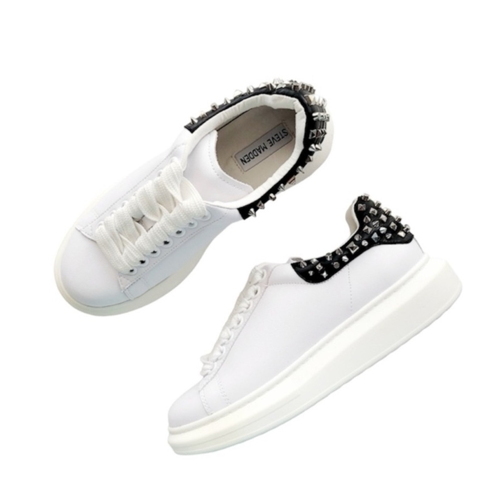 Steve Madden Women's White Sneakers with Black Studs